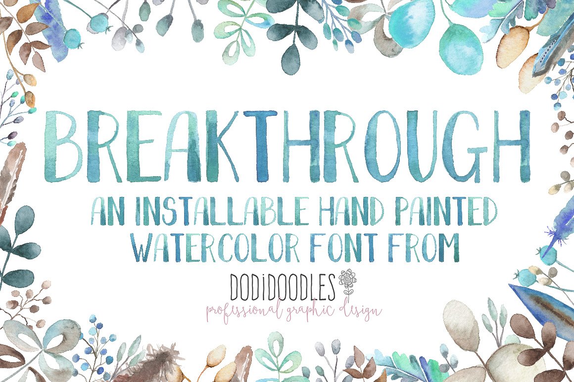 Sale Breakthrough Watercolor Font cover image.