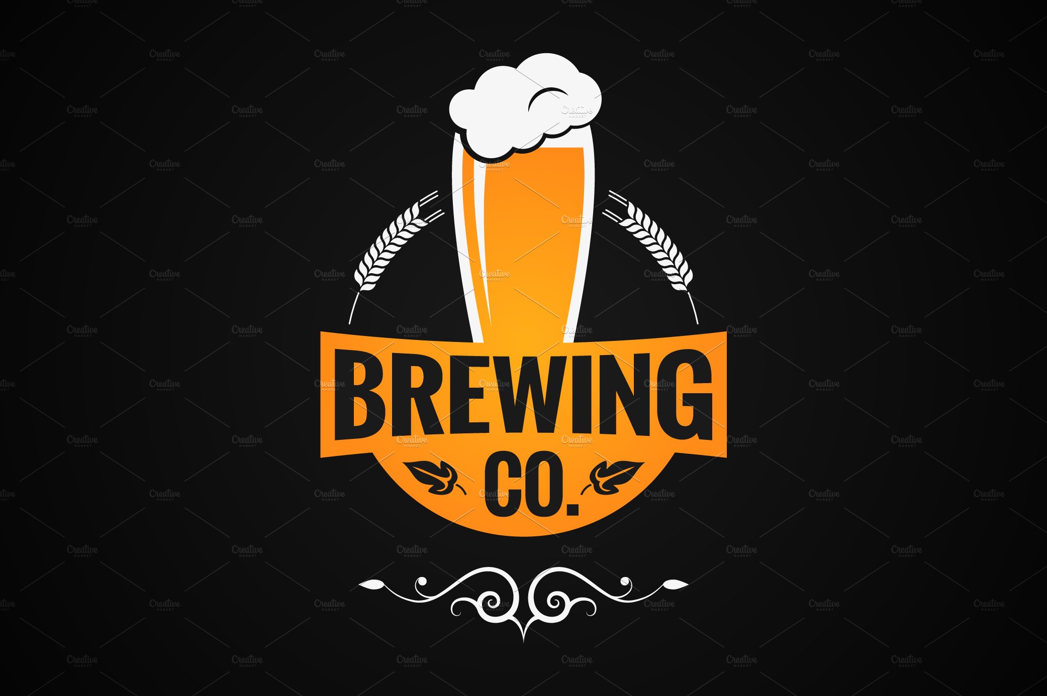 Beer Glass Logo. Brewing Company. cover image.