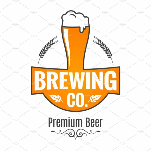 Beer glass logo. Brewing label cover image.