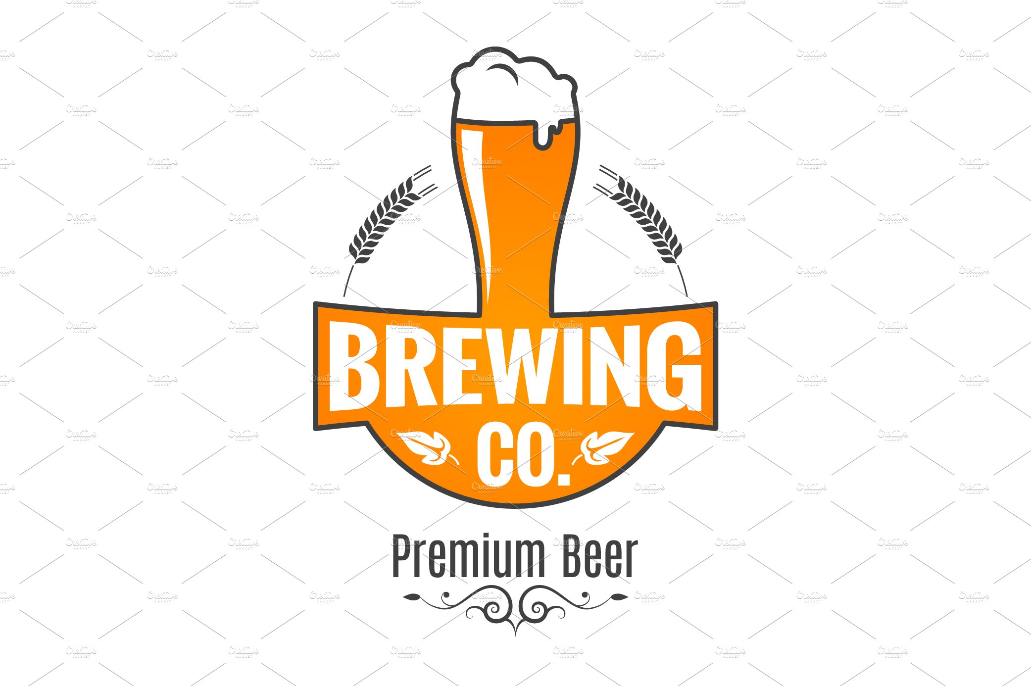 Beer glass logo. Brewing label cover image.