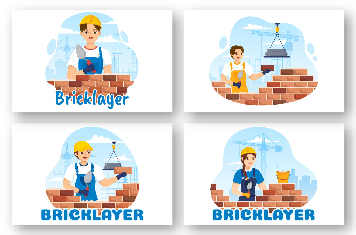Four different types of bricklayers.