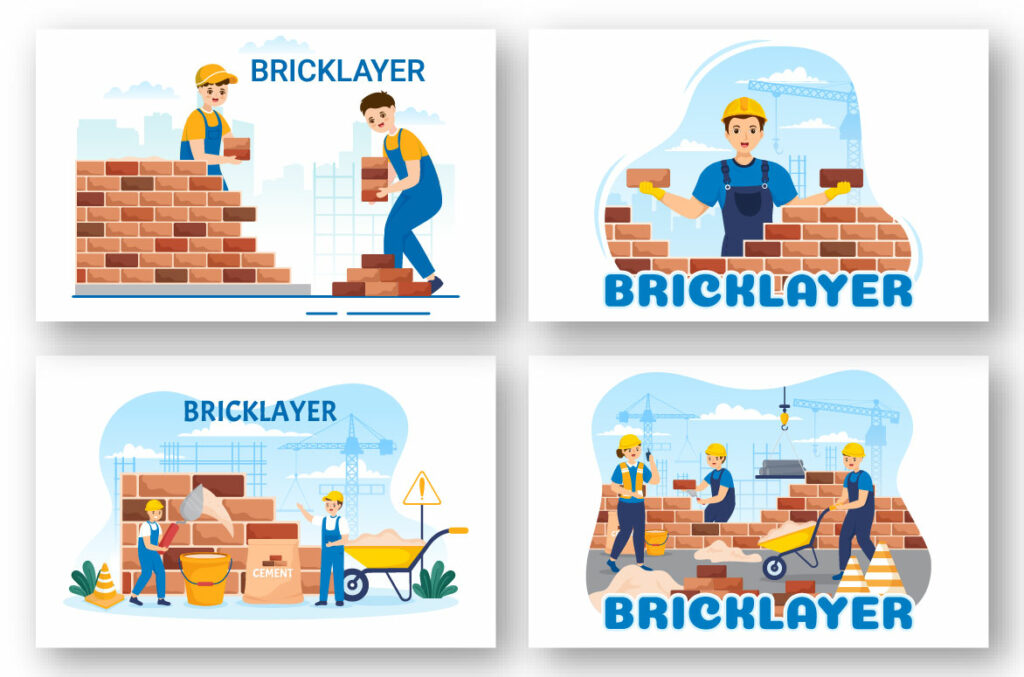12 Bricklayer Worker Illustration MasterBundles