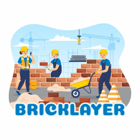 12 Bricklayer Worker Illustration cover image.
