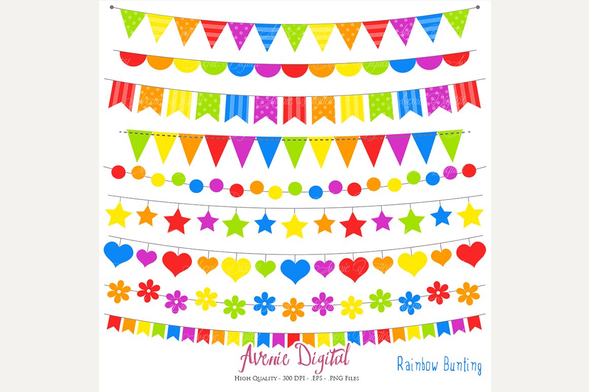 Rainbow Bunting Banner Clipart cover image.