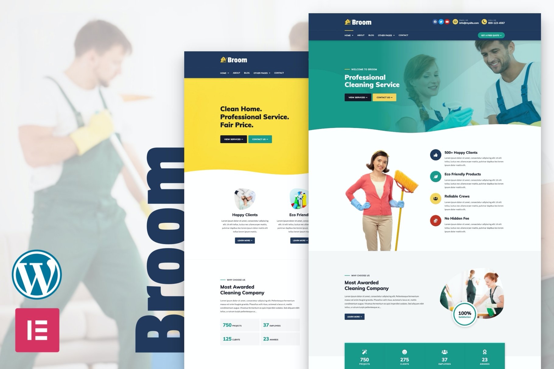 Broom - Cleaning Company WP Theme cover image.