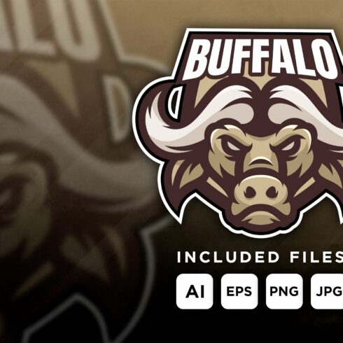 Buffalo - mascot logo for a team cover image.