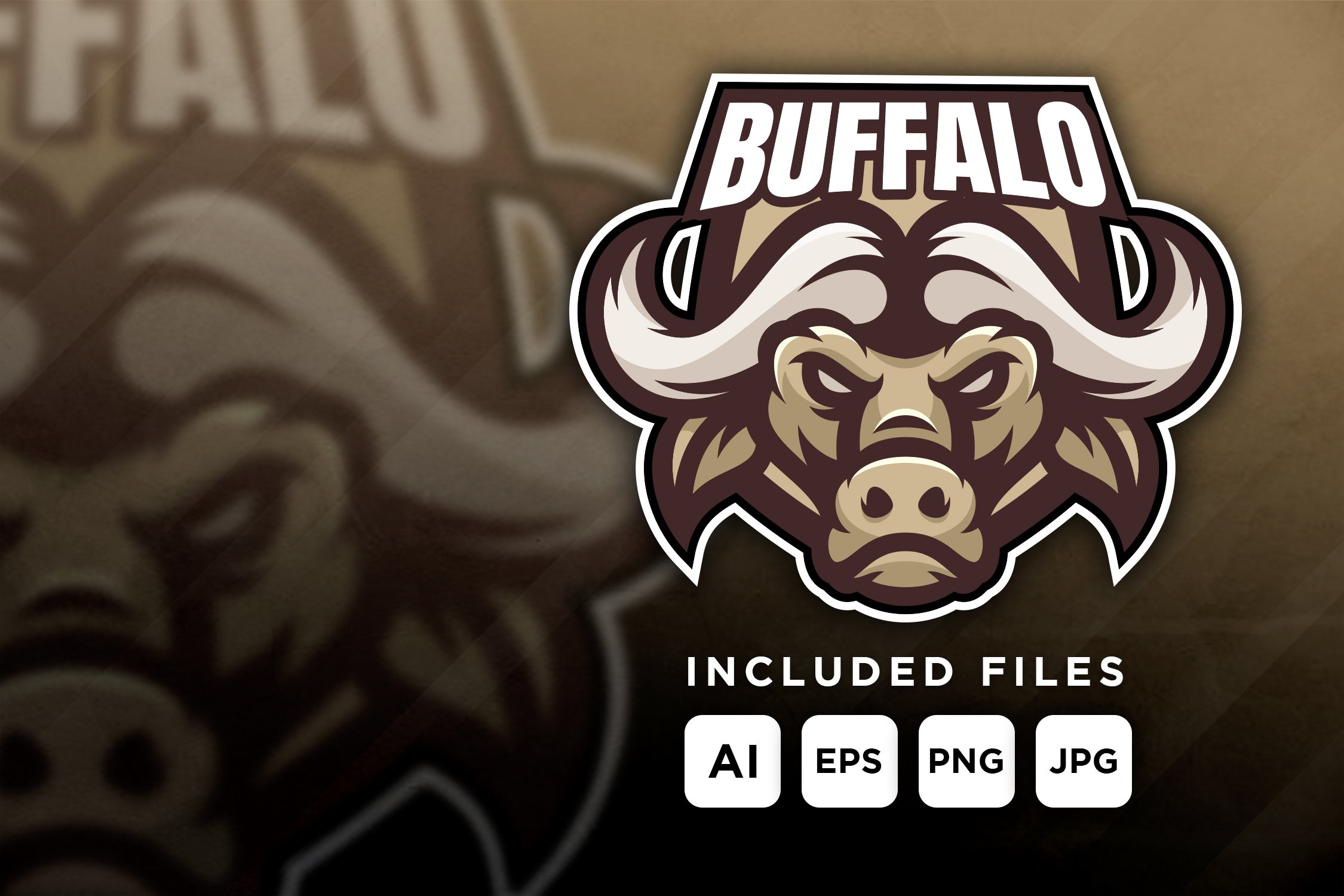 Buffalo - mascot logo for a team cover image.