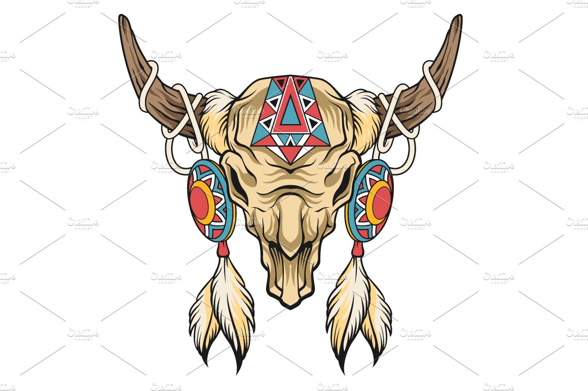 Buffalo skull. Vector art preview image.