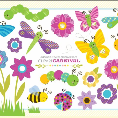 Cute Baby Bug Clipart Graphic Set cover image.