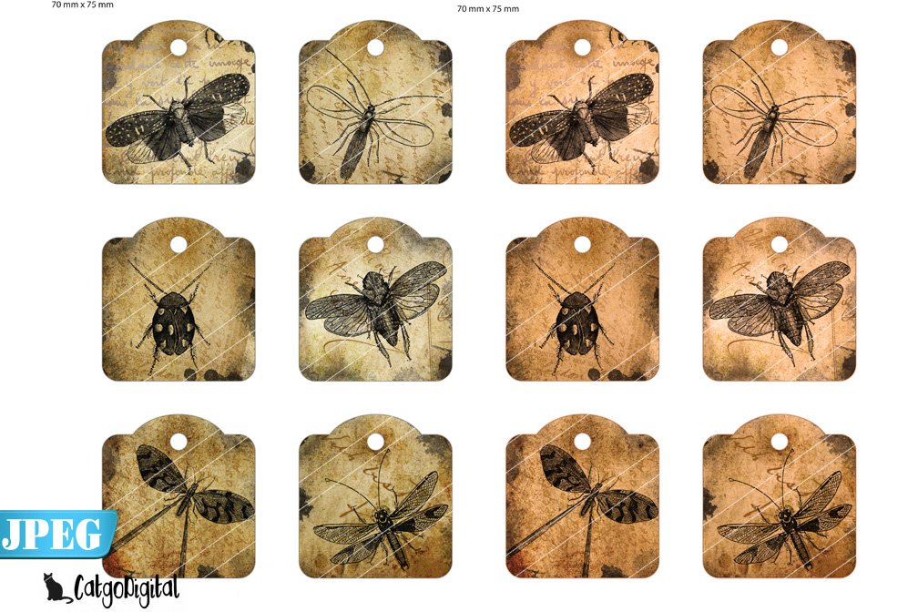 Steampunk Bug Tags Scrapbooking preview image.