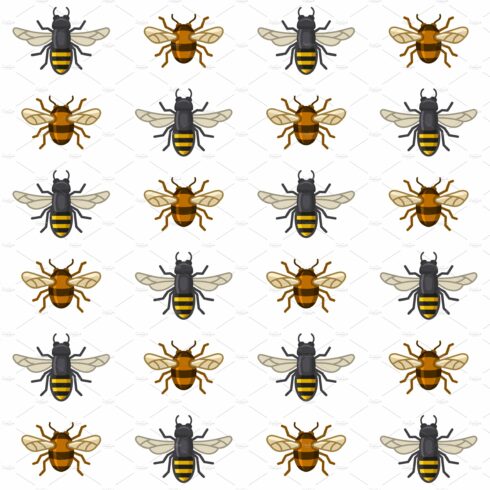 Bee and Wasp Seamless Pattern on cover image.