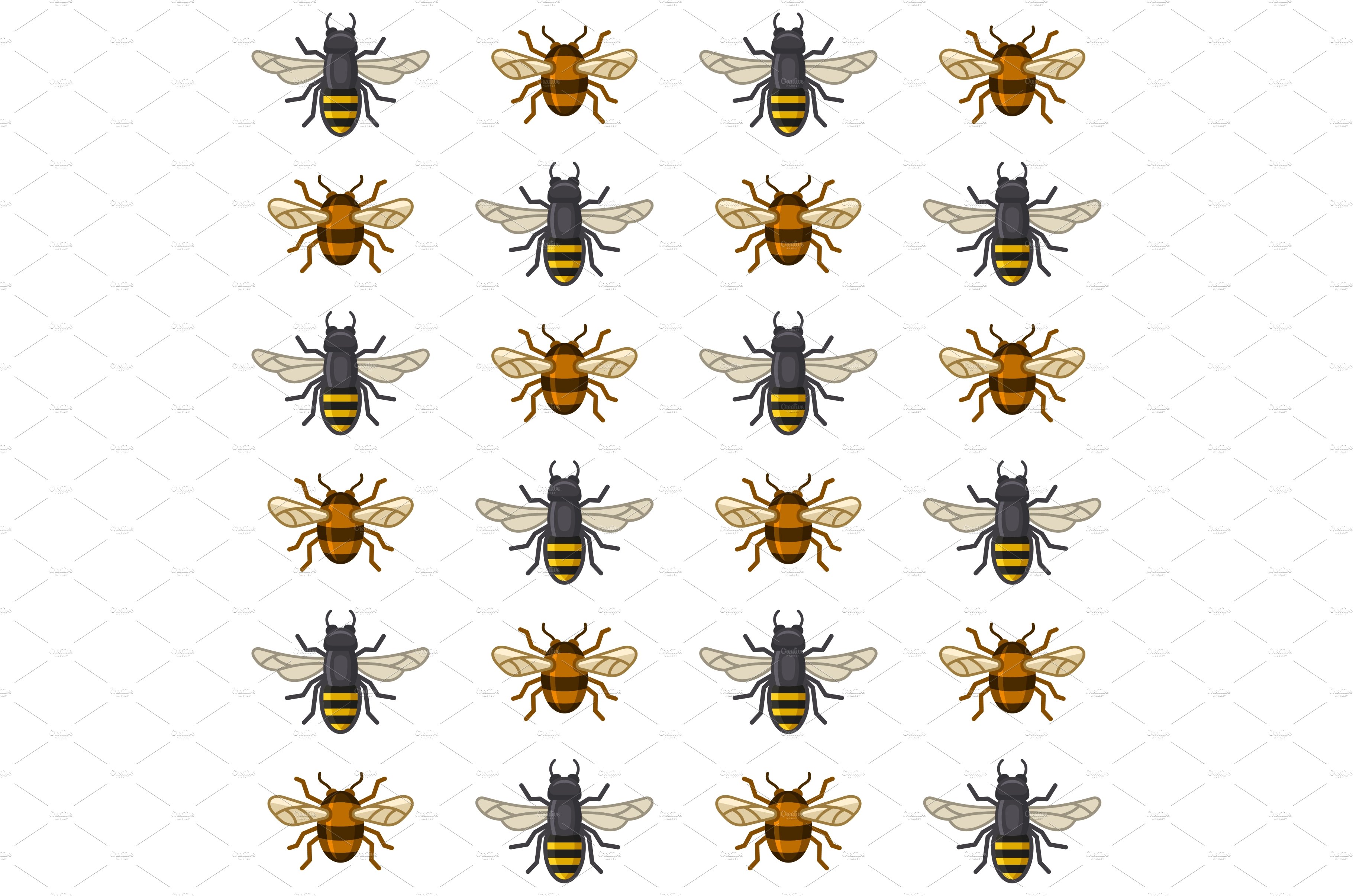 Bee and Wasp Seamless Pattern on cover image.