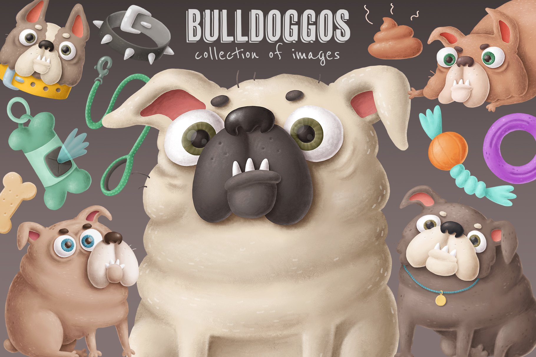 Bulldog characters clipart cover image.