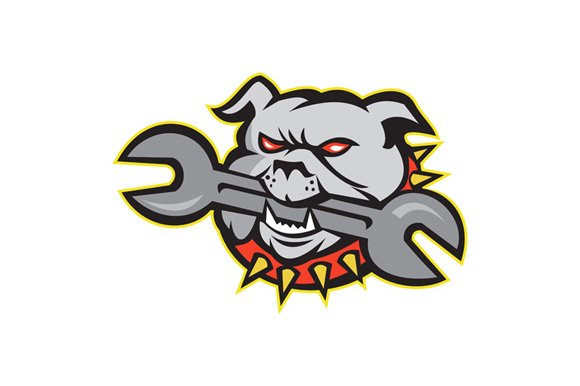 Bulldog Dog Spanner Head Mascot cover image.