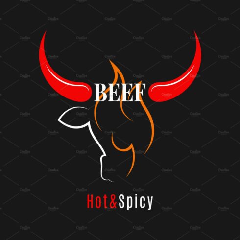 Beef bull logo. Hot beef with chili. cover image.