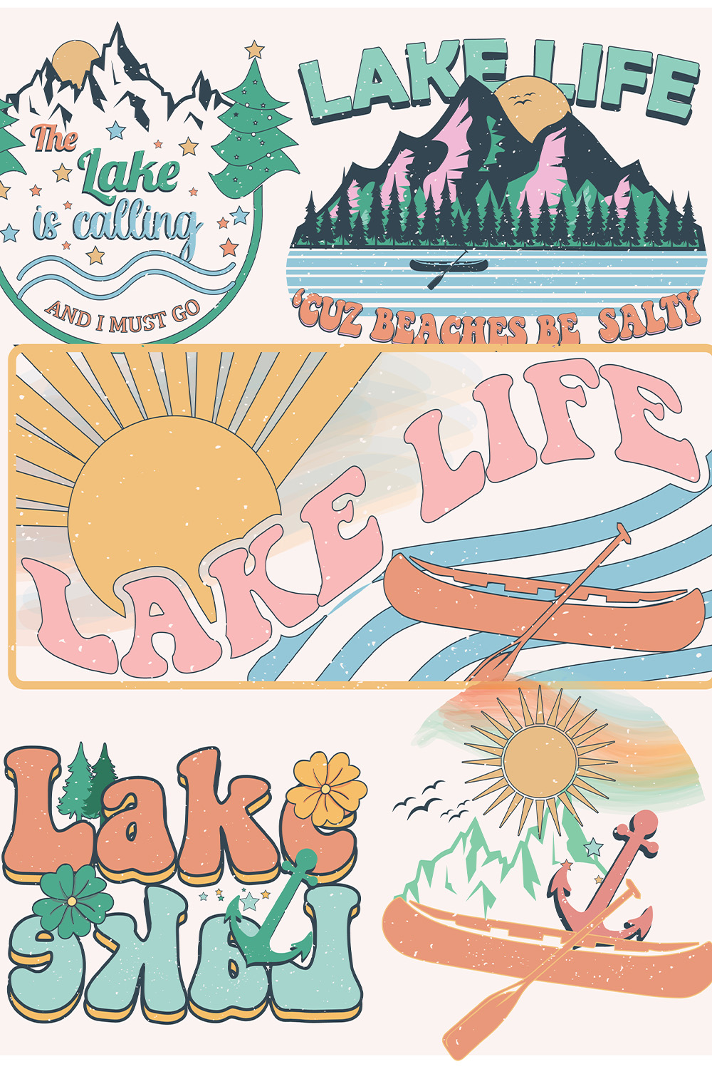 Lake Quote Sublimation Bundle Design pinterest preview image.