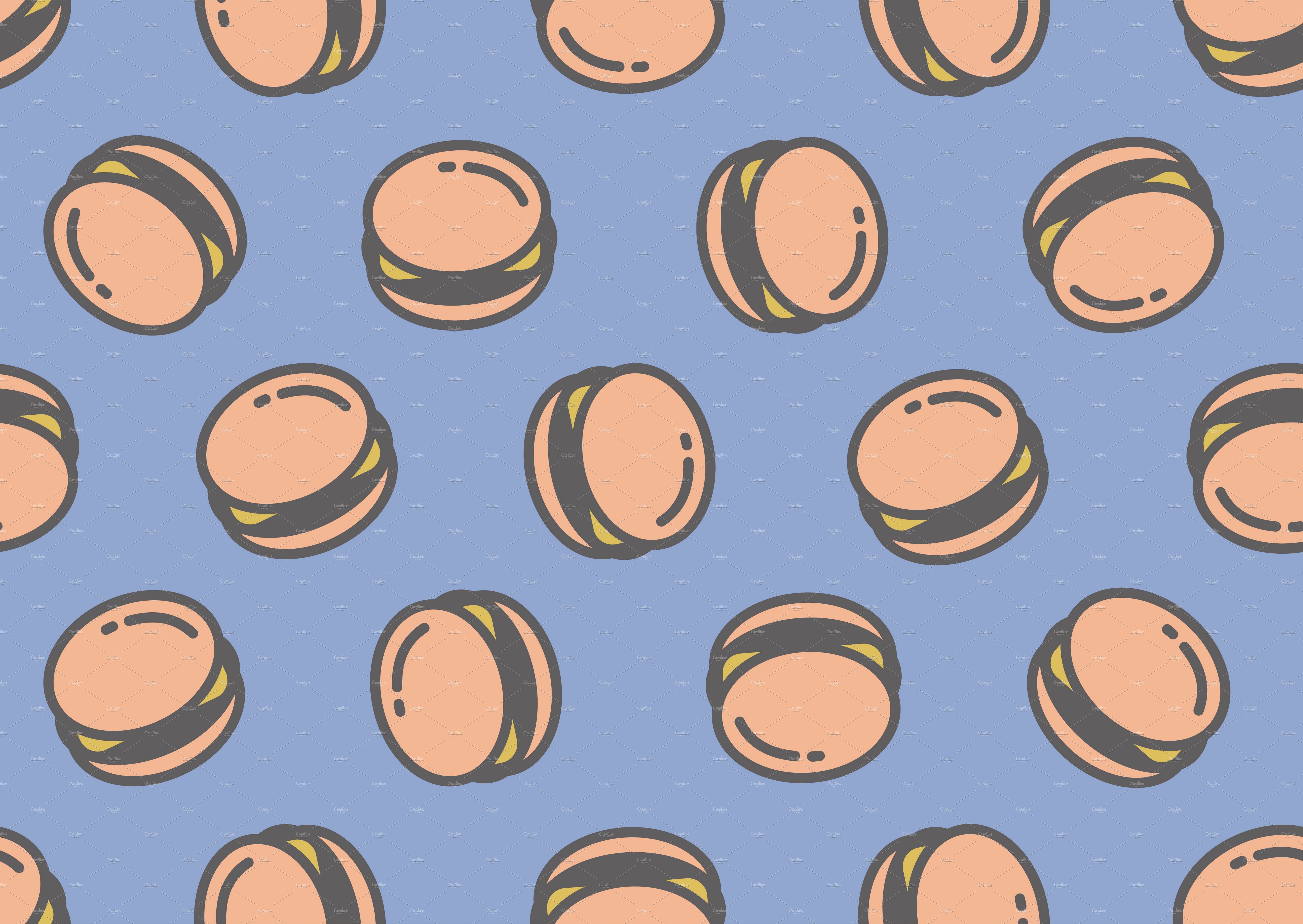 Seamless patterns with burgers preview image.
