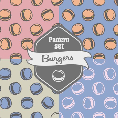 Seamless patterns with burgers cover image.