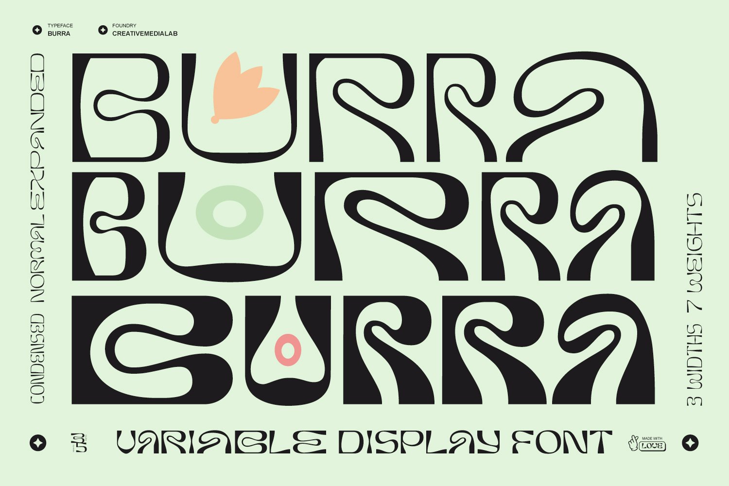 Burra - Psychedelic font cover image.
