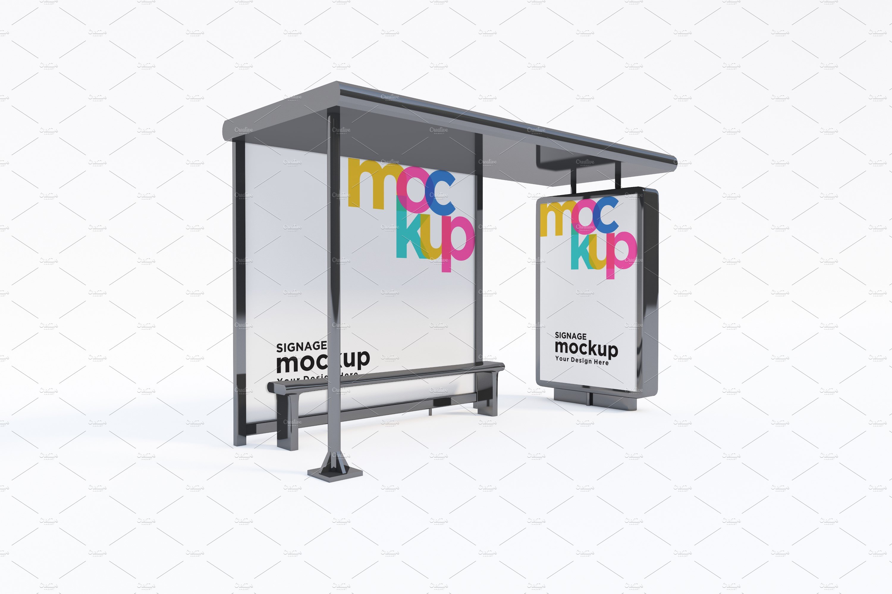 Bus Stop with 2 Sign Mockup cover image.