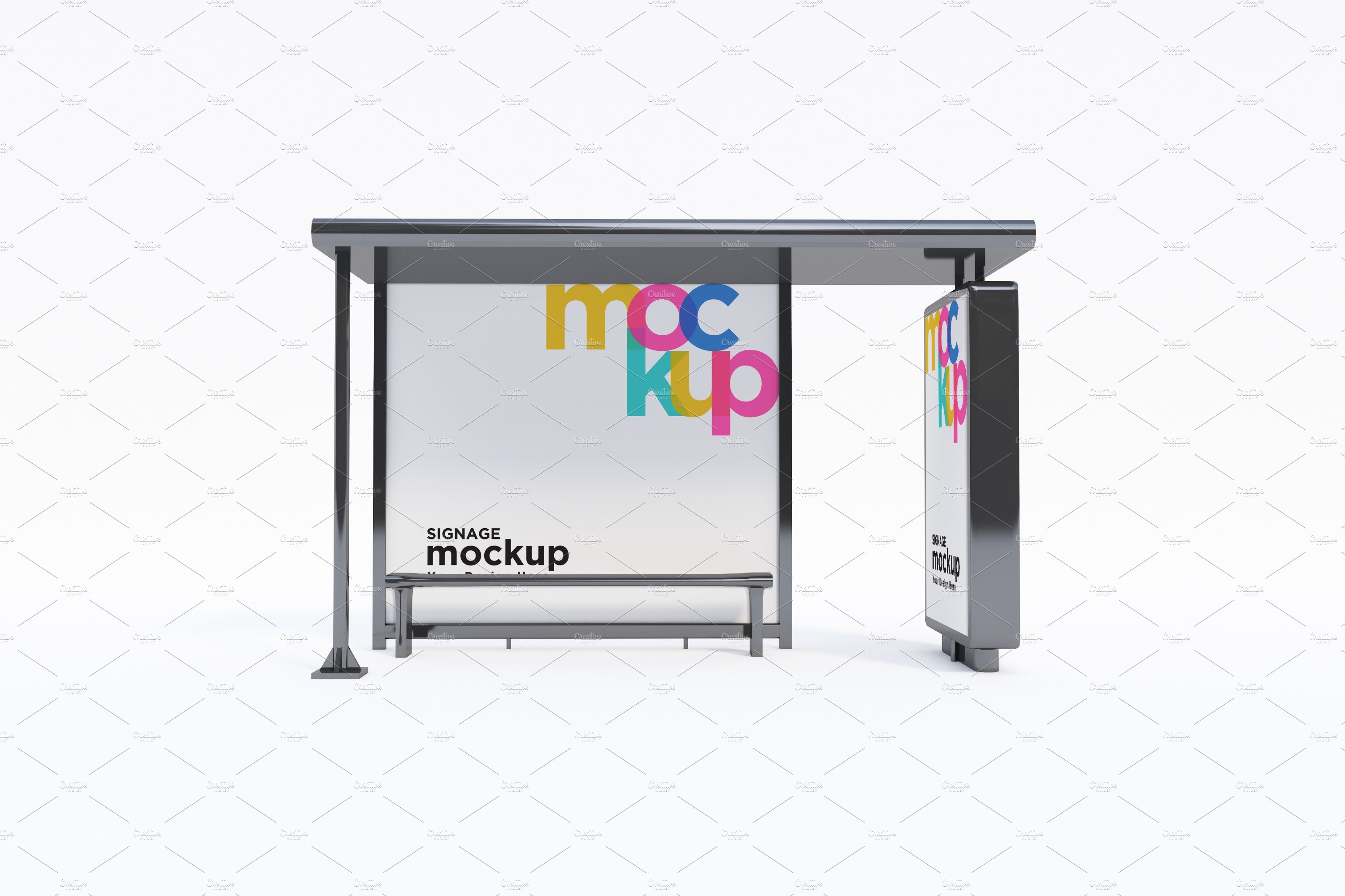 Bus Stop with 2 Sign Mockup cover image.