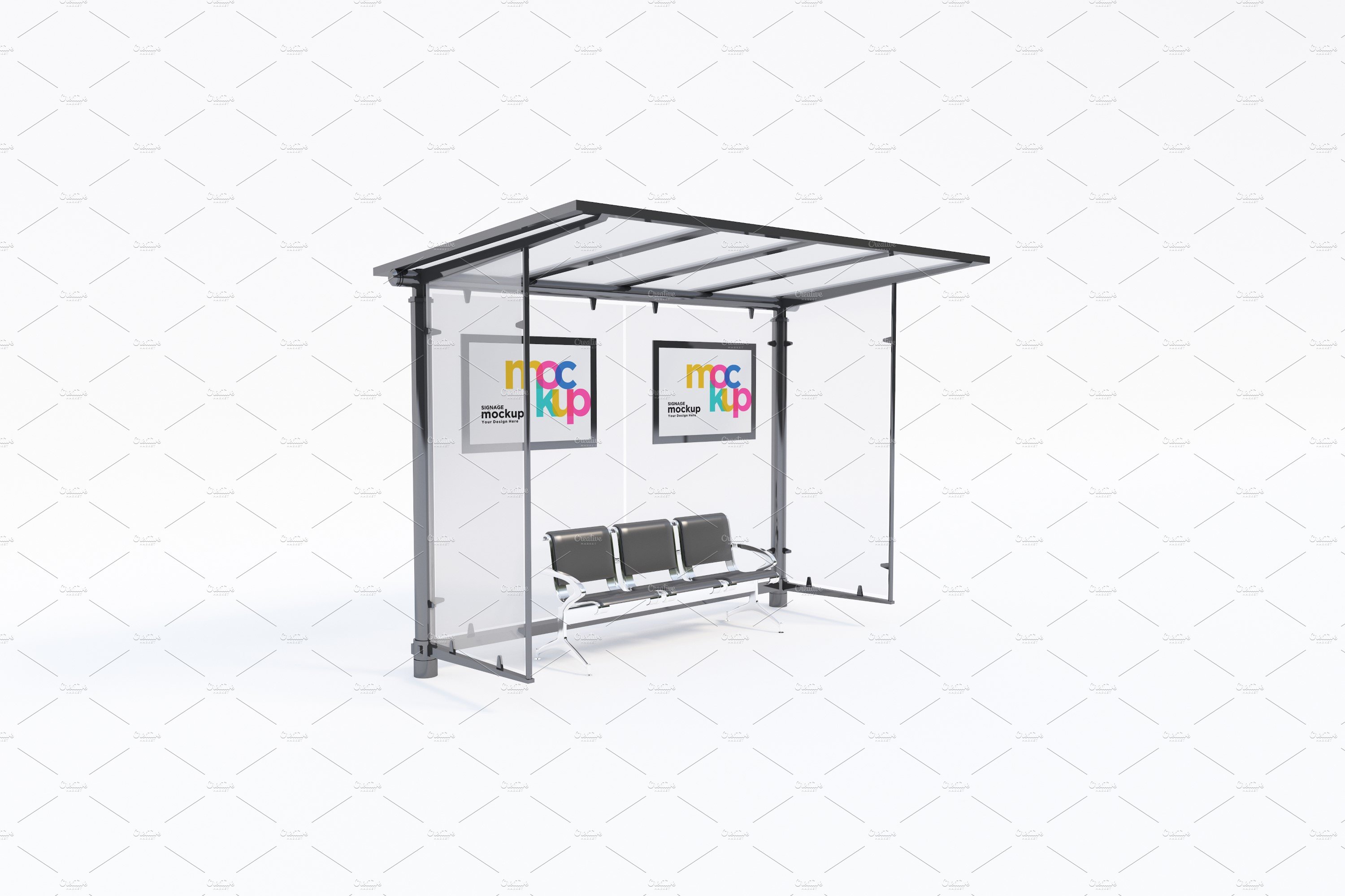 Bus Stop with 2 Sign Mockup cover image.