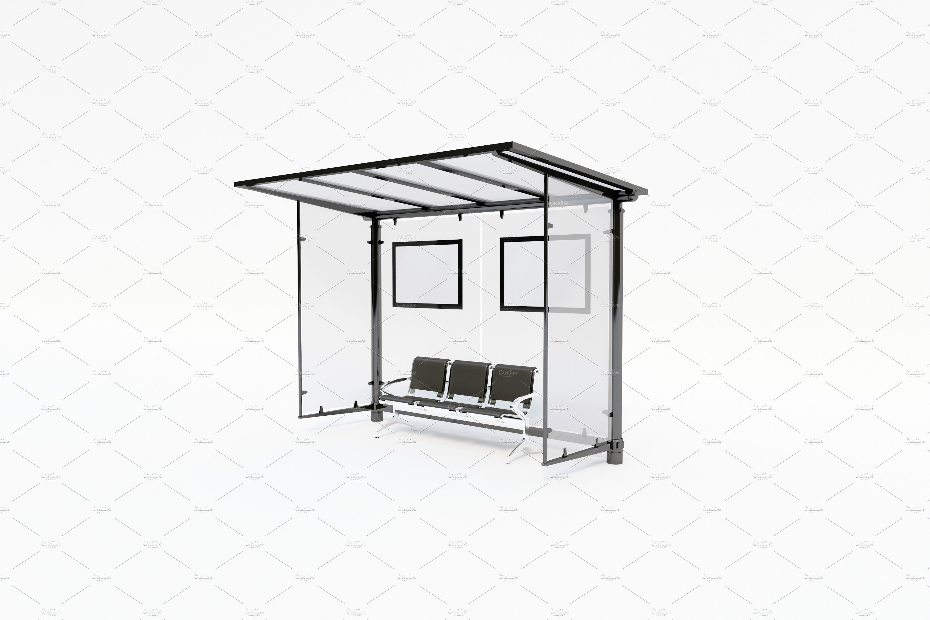 Bus Stop with 2 Sign Mockup preview image.