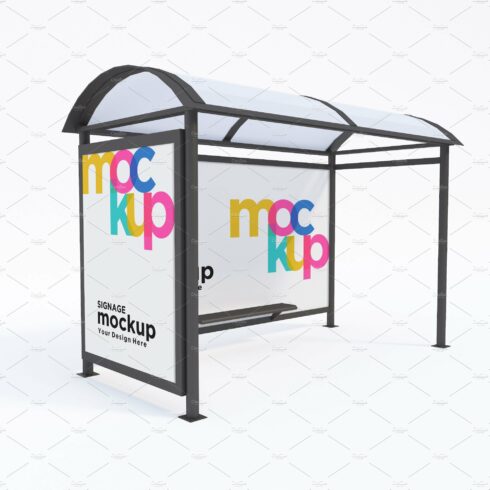 Bus Stop with 2 Sign Mockup cover image.