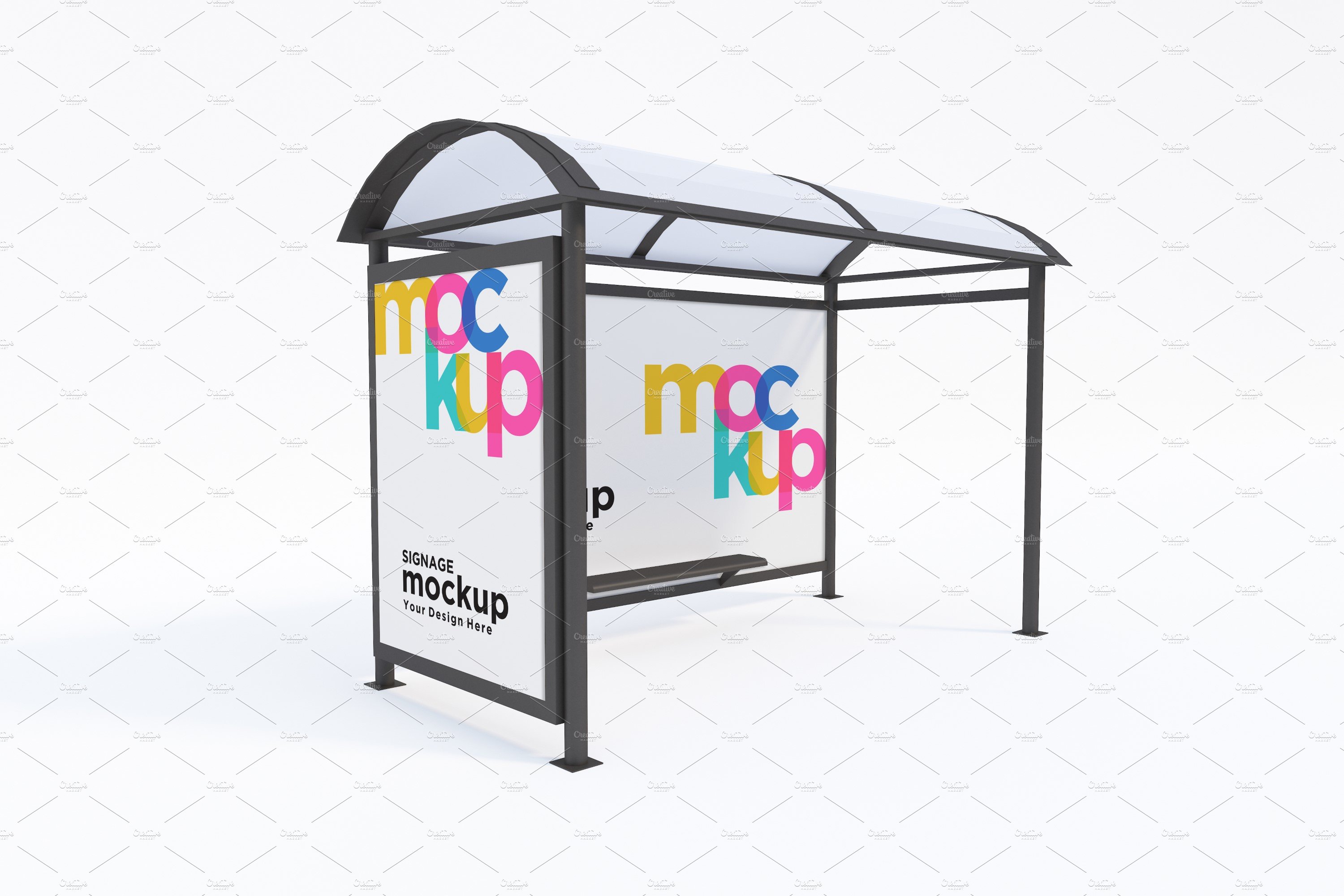 Bus Stop with 2 Sign Mockup cover image.