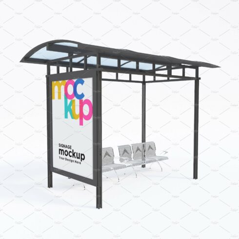 City Bus Stop Sign Mockup cover image.