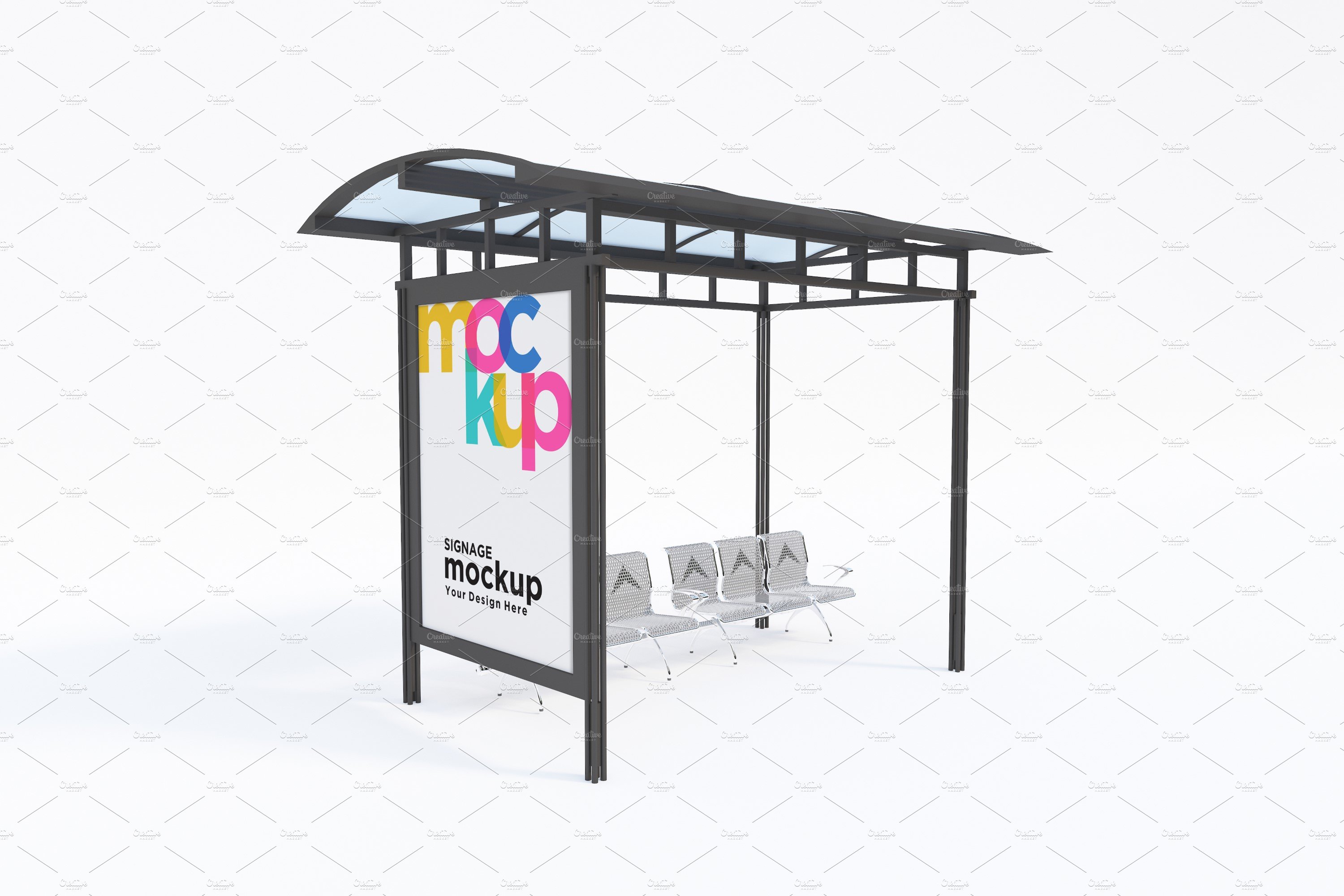 City Bus Stop Sign Mockup cover image.