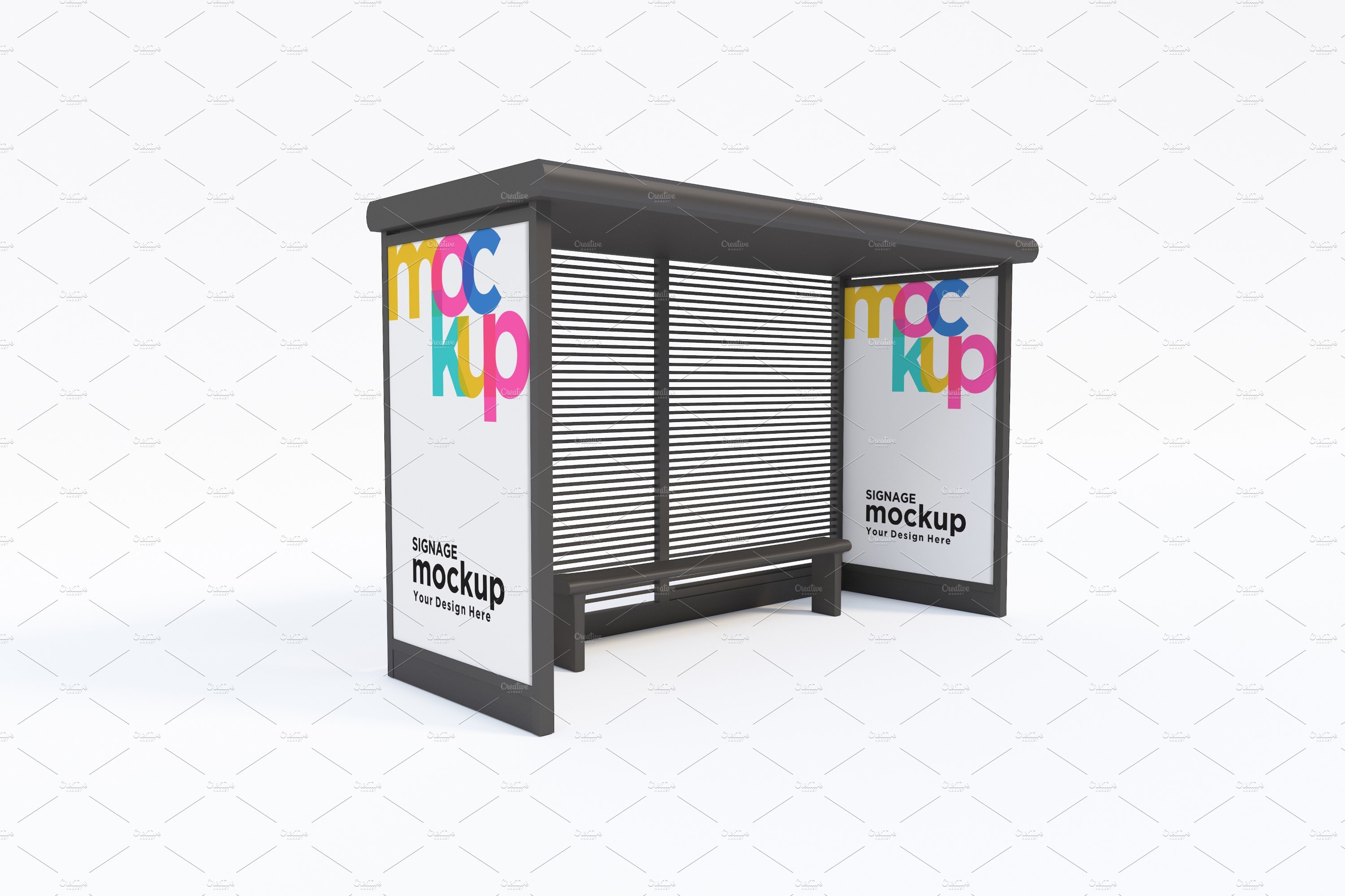 Bus Stop with 2 Sign Mockup cover image.