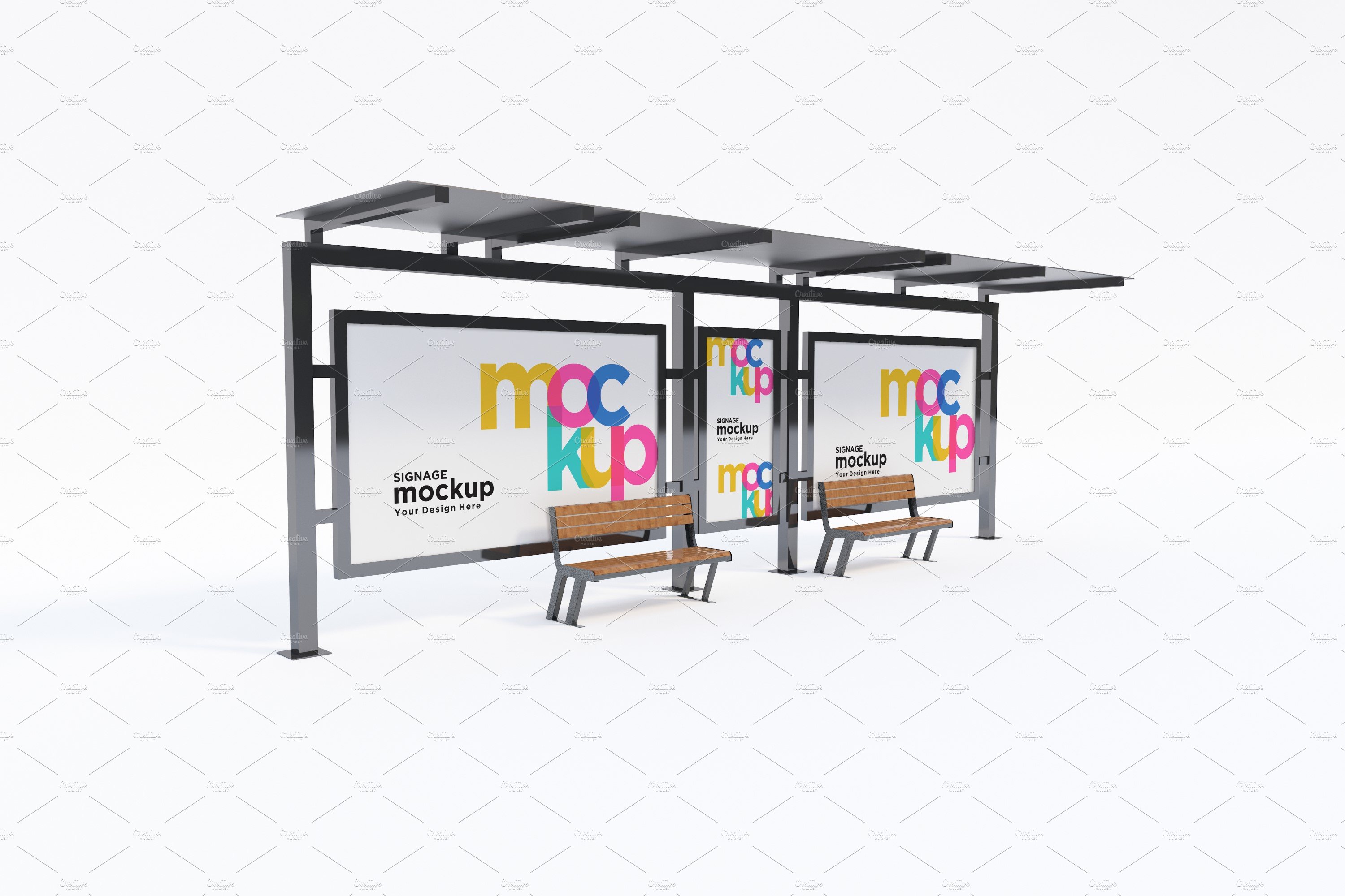 Bus Stop with 2 Sign Mockup cover image.