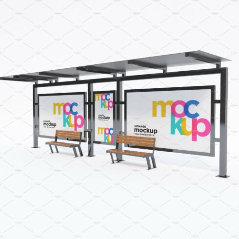 Bus Stop with 3 Sign Mockup cover image.