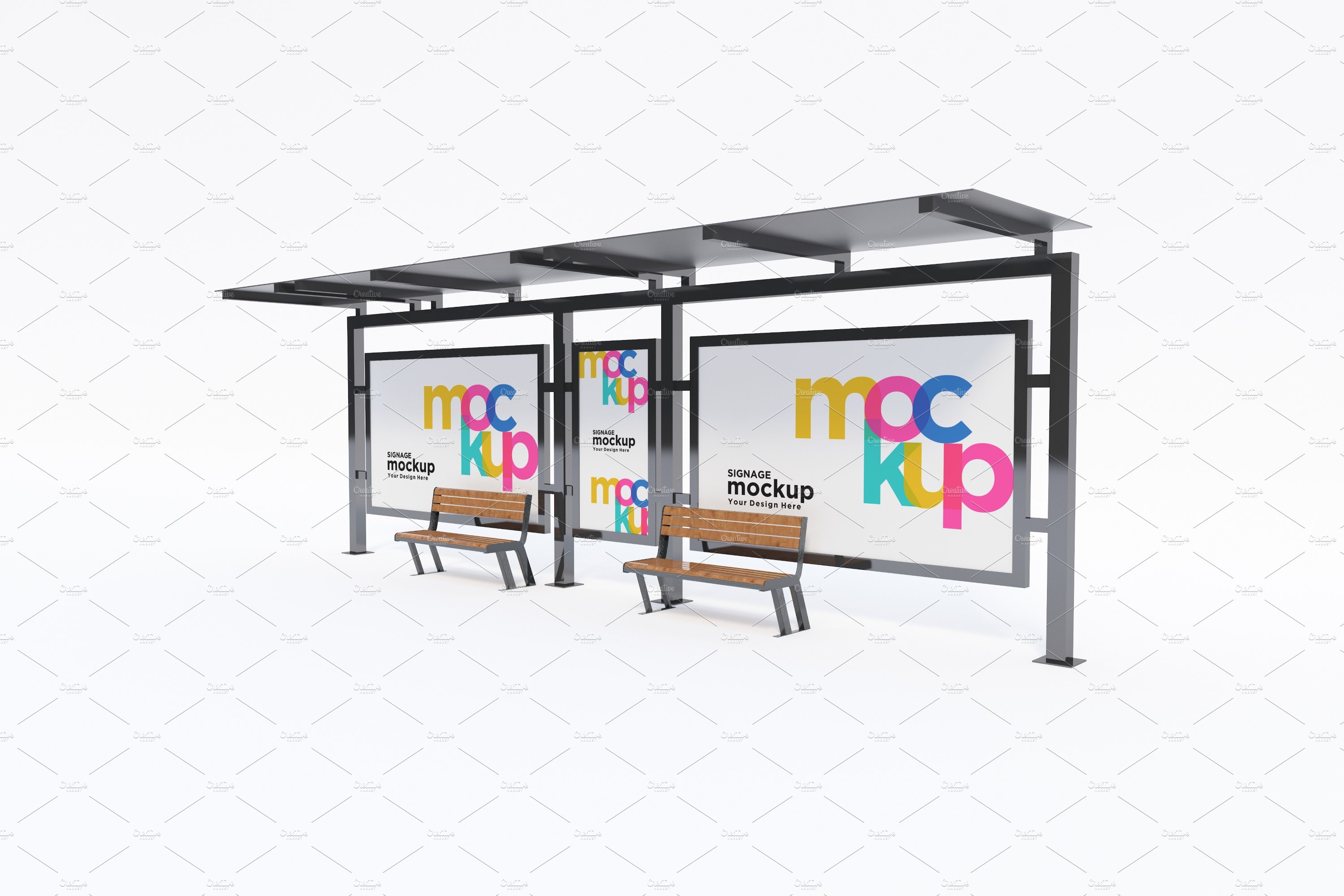 Bus Stop with 3 Sign Mockup cover image.