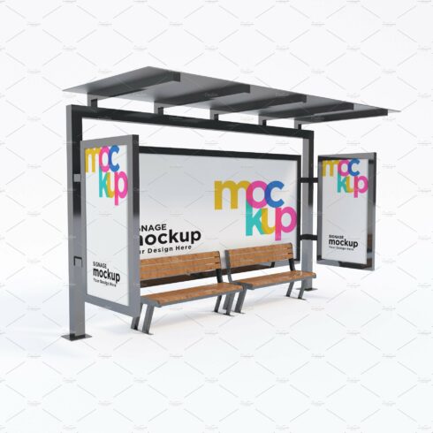 Bus Stop with 3 Sign Mockup cover image.