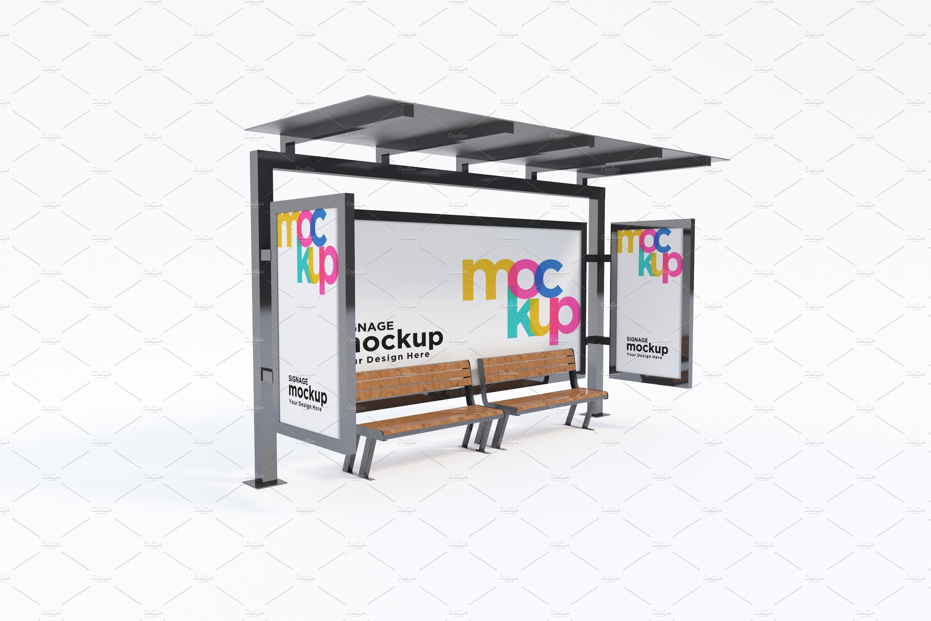 Bus Stop with 3 Sign Mockup cover image.