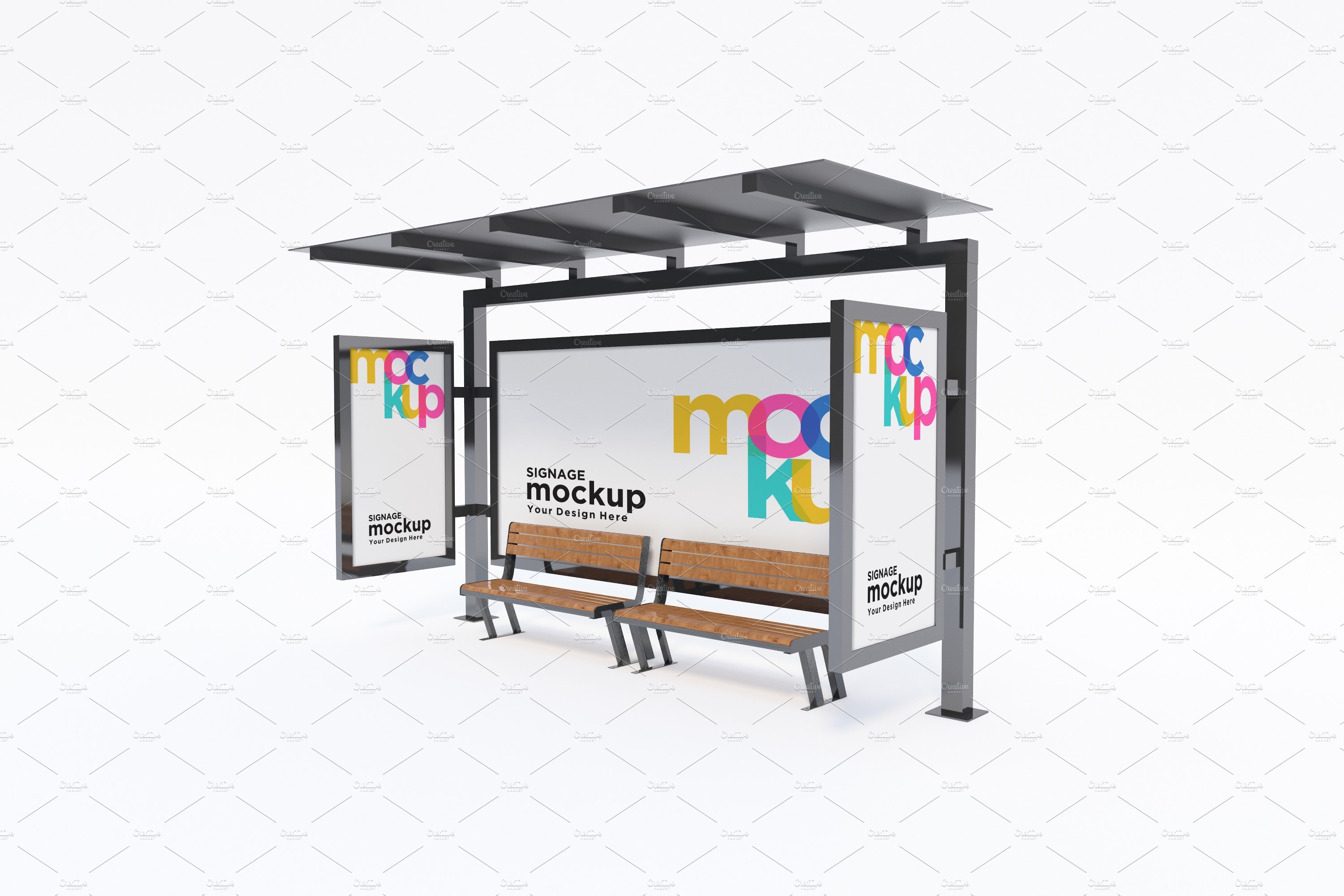 City Bus Stop Sign Mockup cover image.