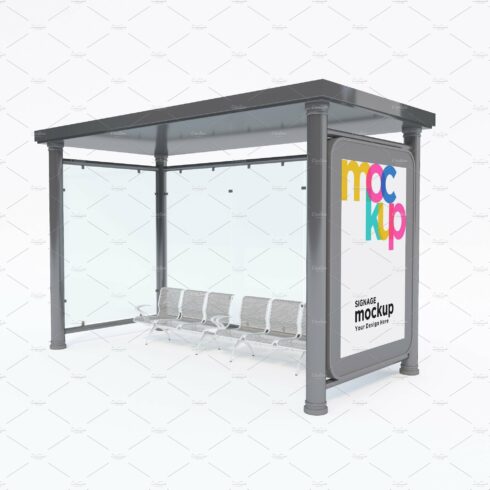 City Bus Stop Sign Mockup cover image.