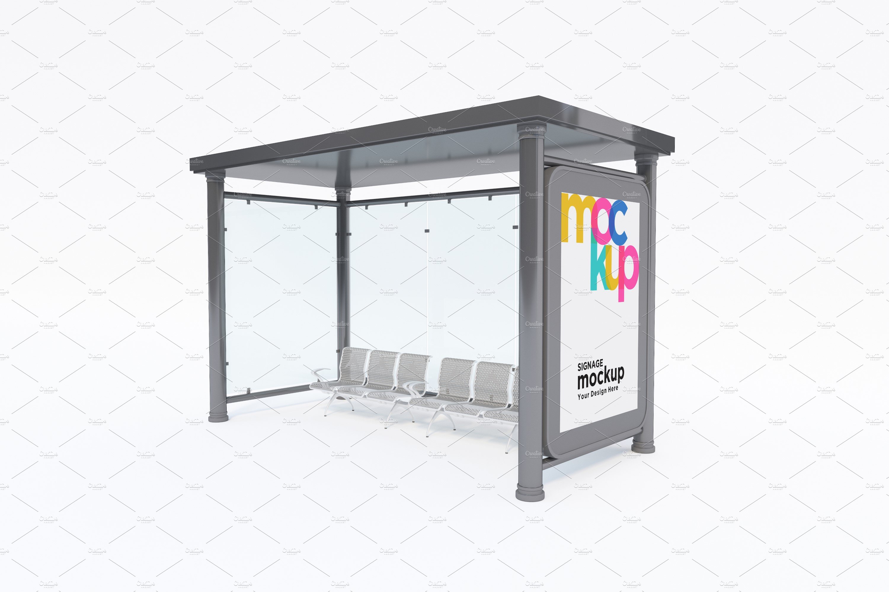 City Bus Stop Sign Mockup cover image.