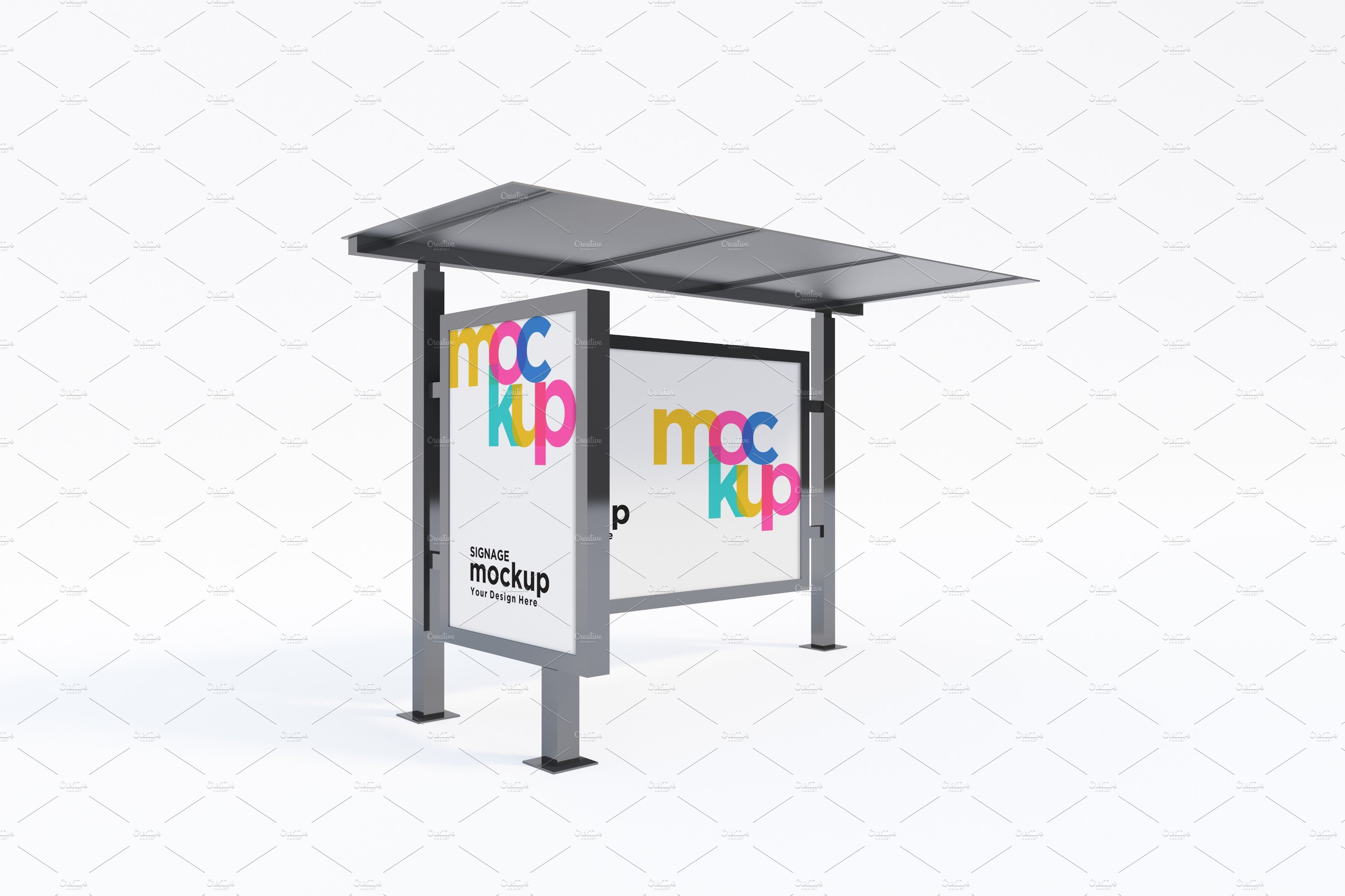 Bus Stop with 2 Sign Mockup cover image.