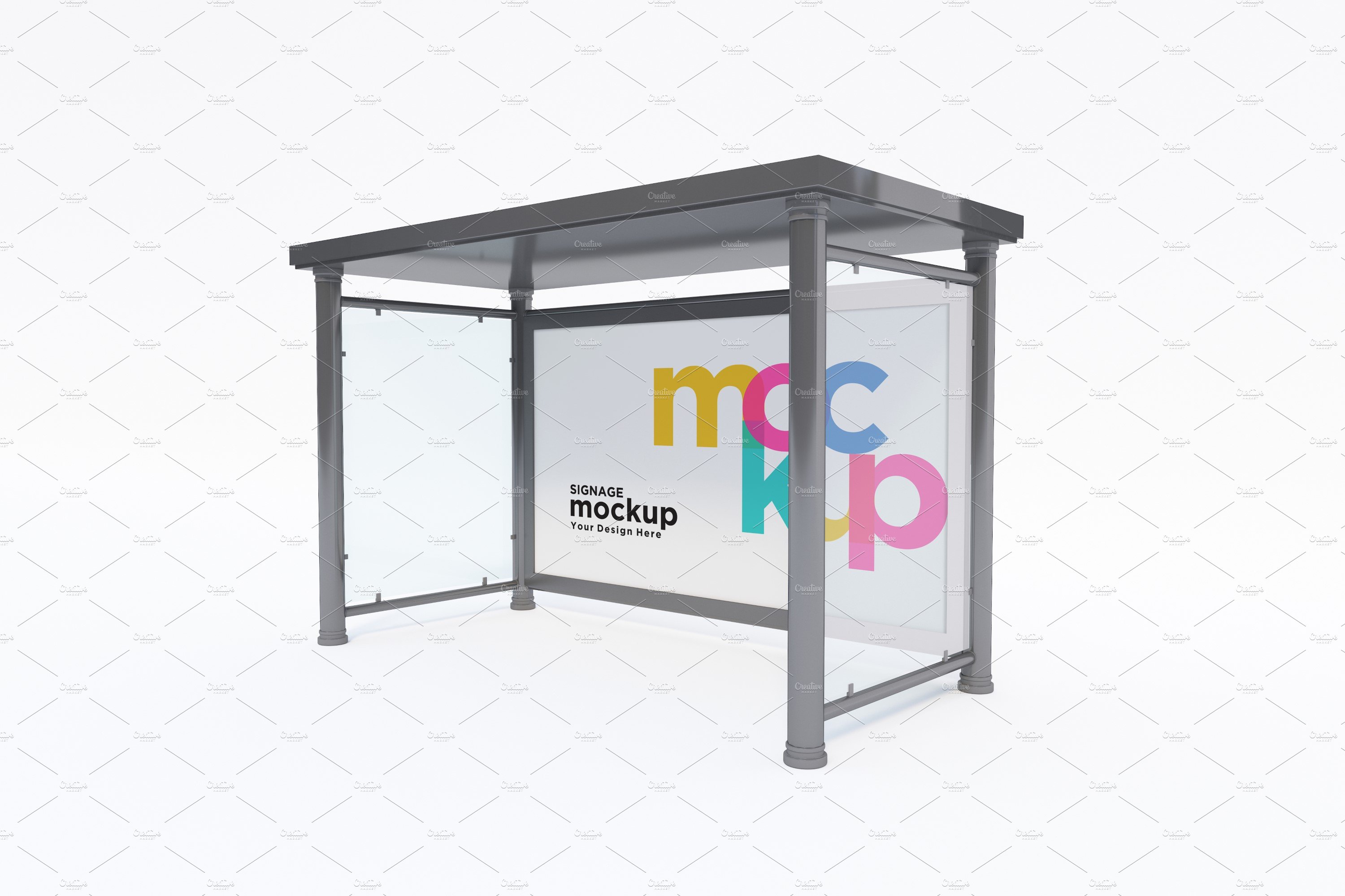 City Bus Stop Sign Mockup cover image.