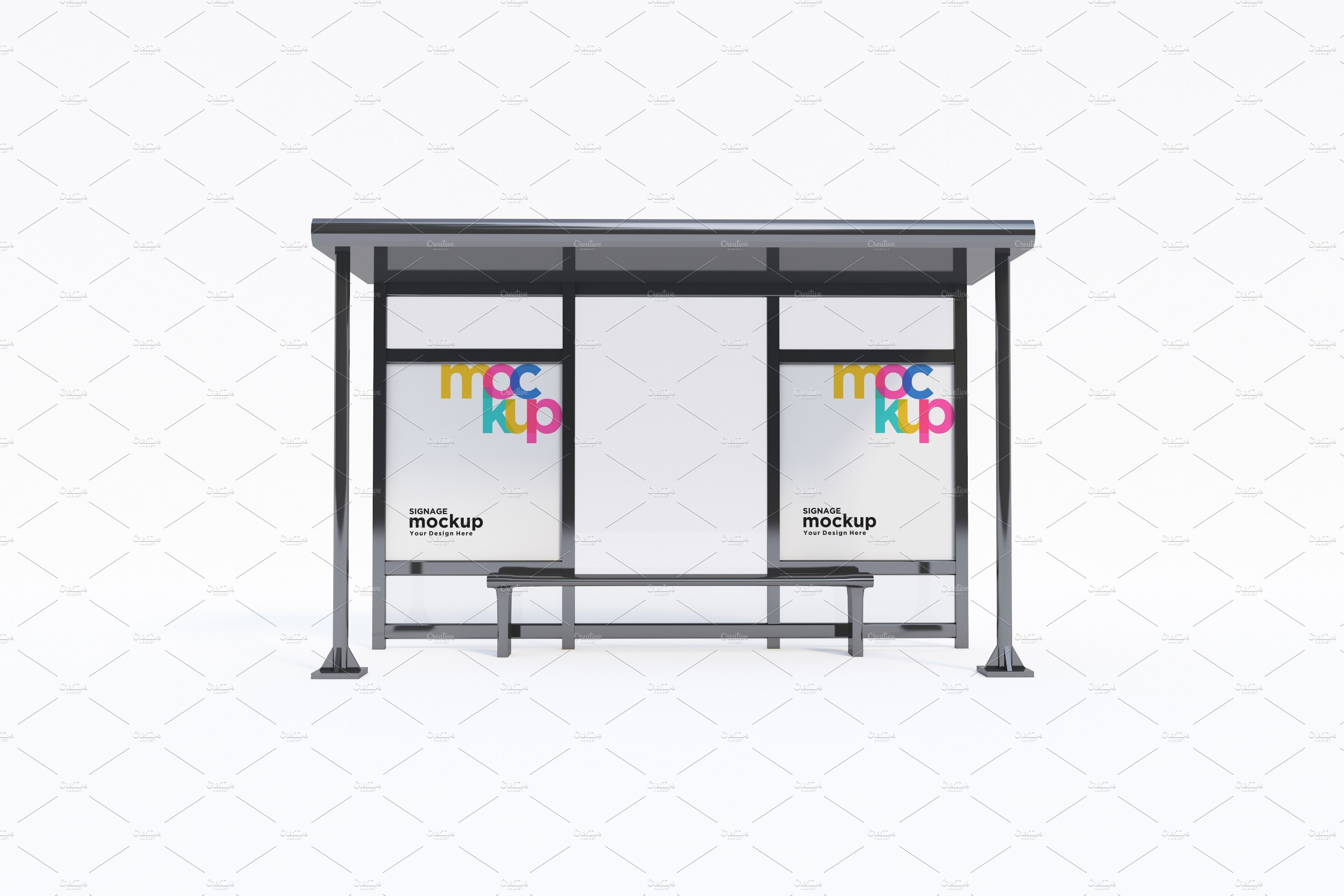 Bus Stop with 2 Sign Mockup cover image.