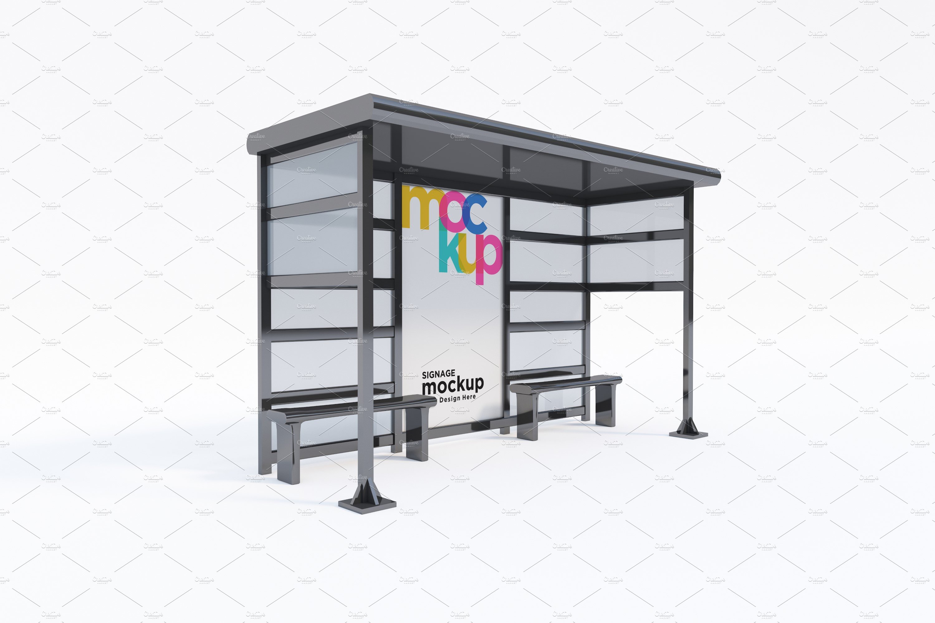 Bus Stop with 2 Sign Mockup cover image.