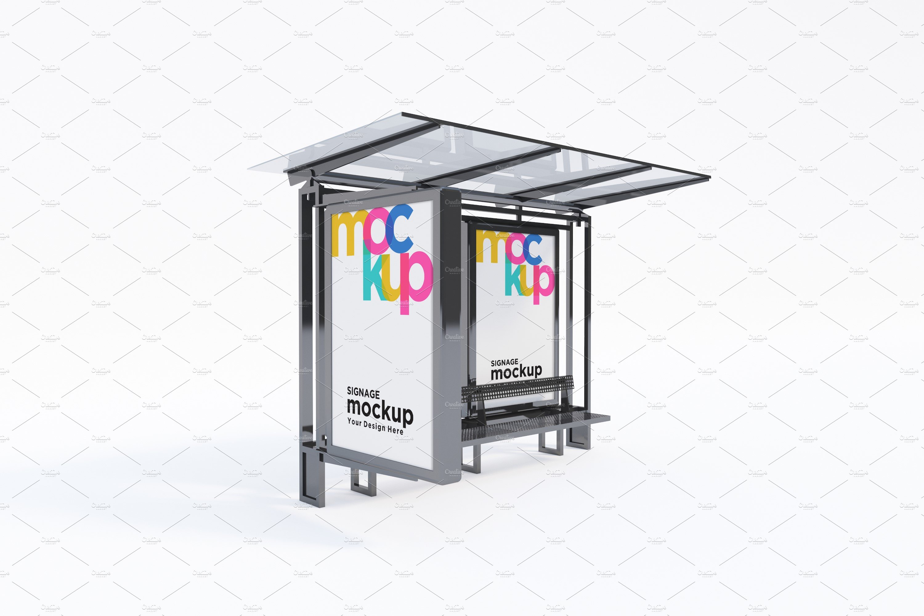 Bus Stop with 2 Sign Mockup cover image.