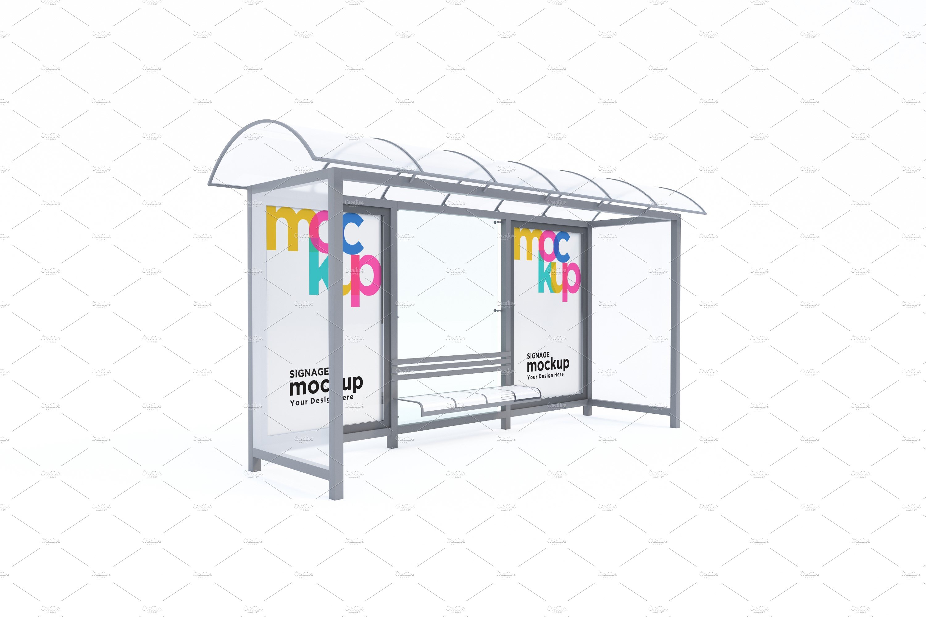 Bus Stop with 2 Sign Mockup cover image.