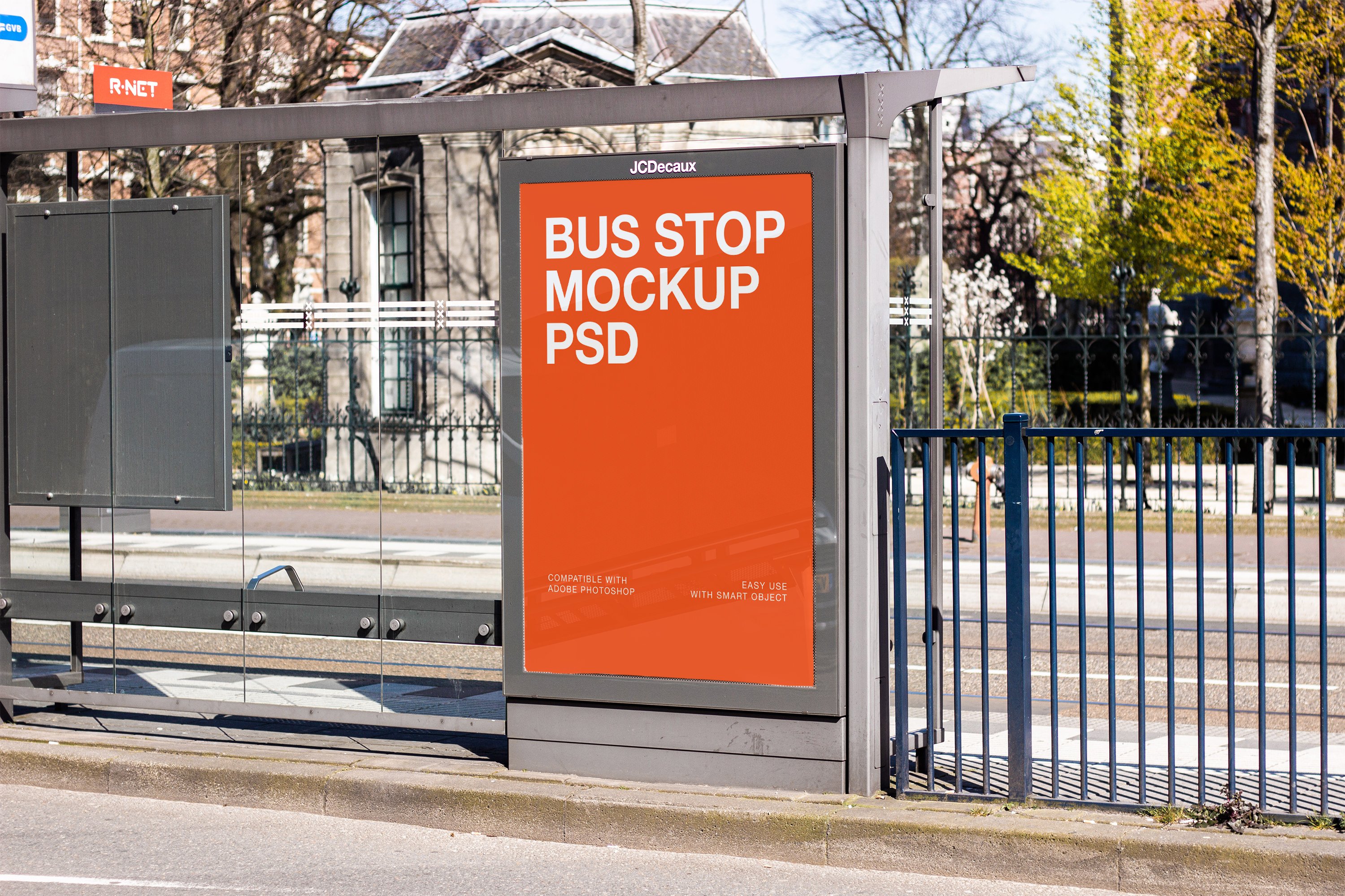 Realistic Bus Stop Mockup PSD cover image.