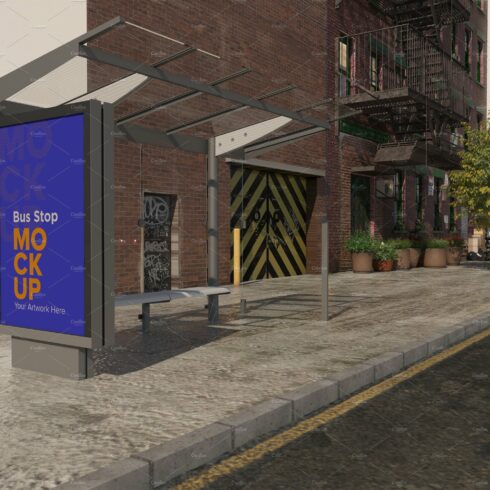 City Bus Stop Sign Mockup cover image.