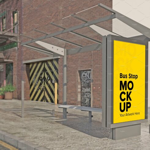 City Bus Stop Sign mockup cover image.