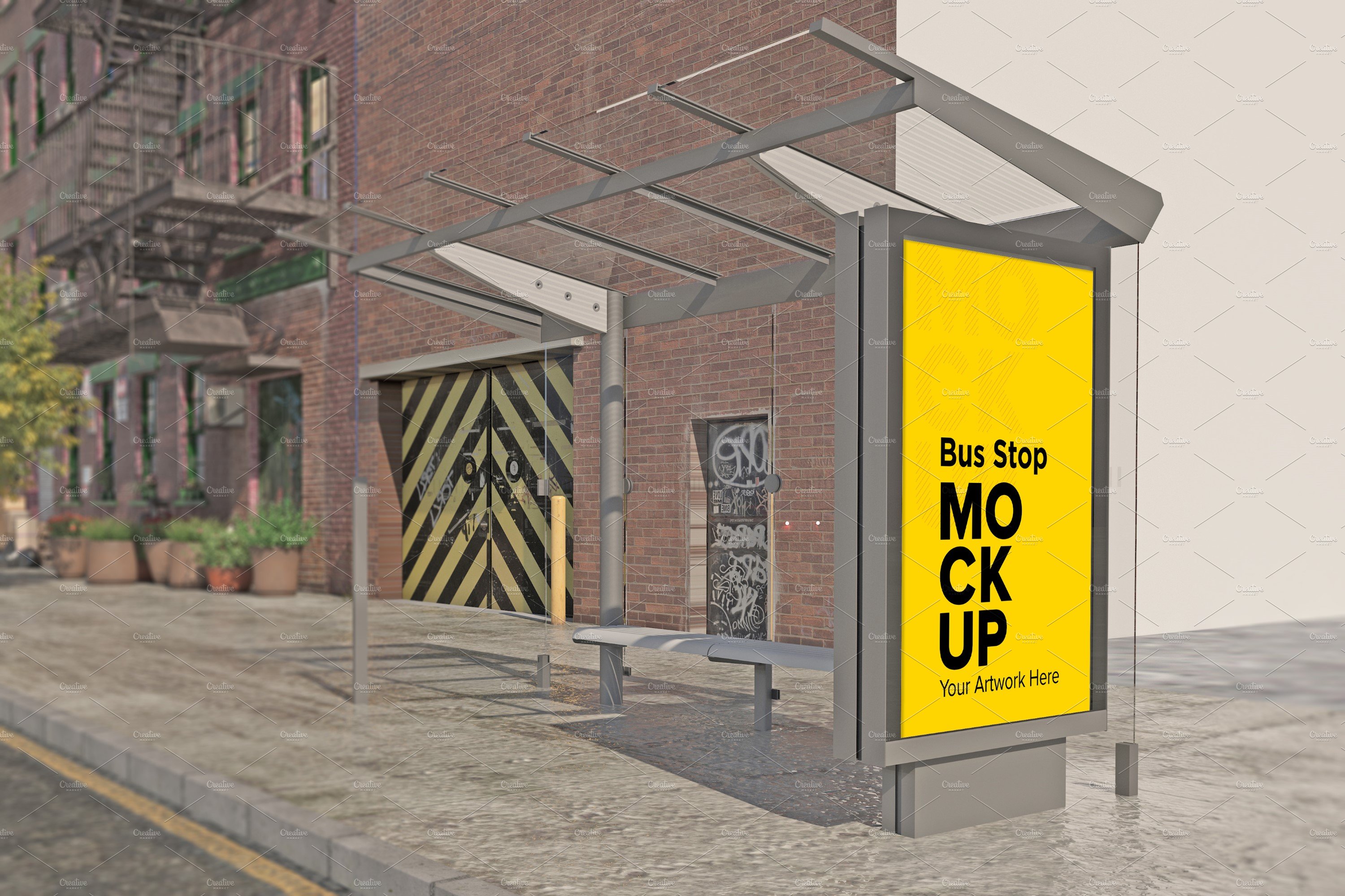 City Bus Stop Sign mockup cover image.